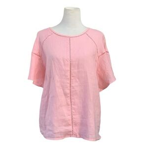 Symple nyc boho flutter sleeve eyelet cutout linen top